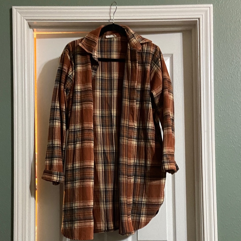 ADORA Brown Plaid Button Down Shirt